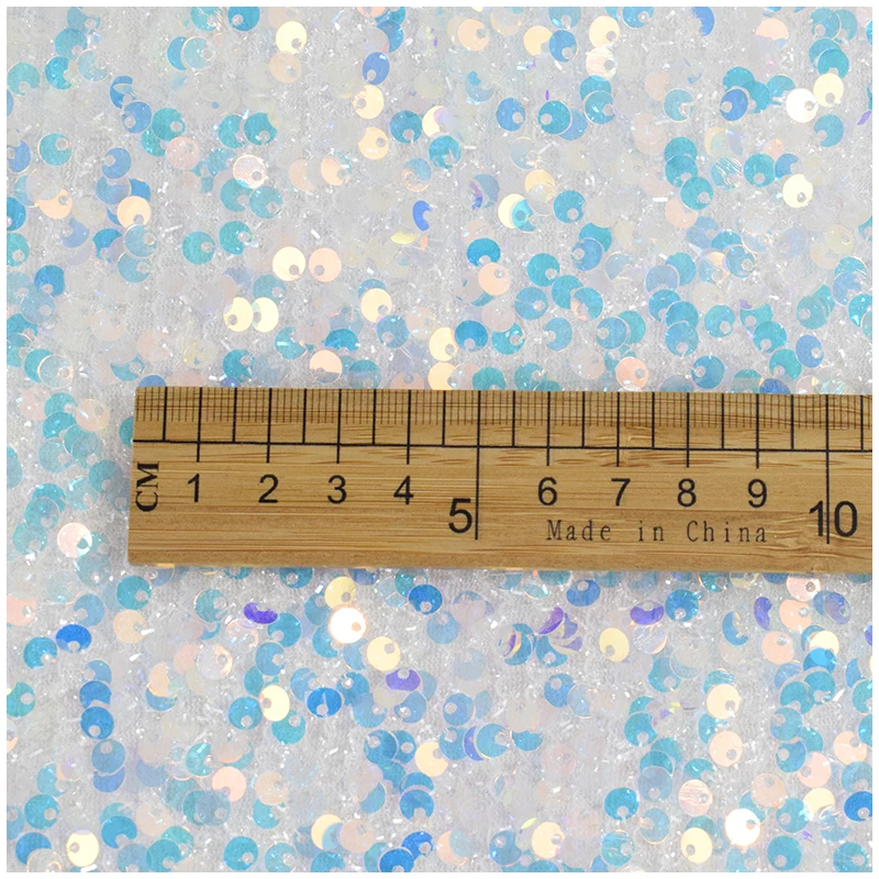 100 % Polyester Foam Fabric Iridescent Sequin Embroidery Sequin Fabric For Garment