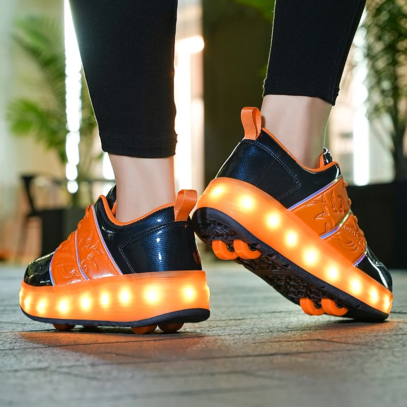 High Quality Usb Rechargeable Led Light Roller Shoes Wheel Skate Sneaker Shoes For Boys Girls Kids