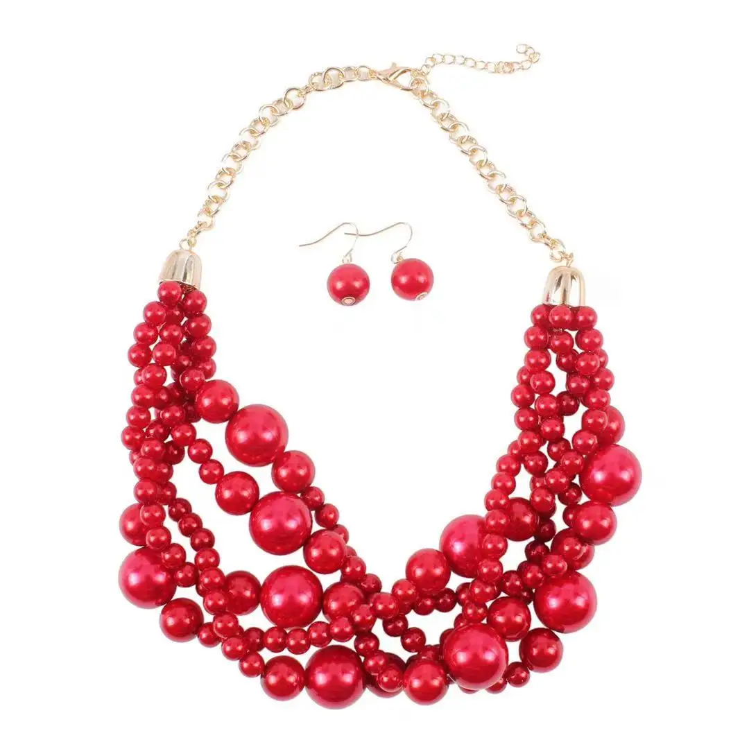 Pearl Necklace Earring Jewelry Set Available in Different Color Pearls Jewelry Accessory for Woman