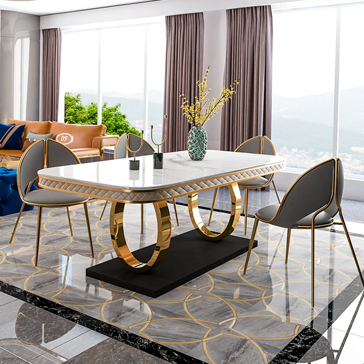 627 factory offer Nordic style antique luxury home furniture marble dining room tables set modern dining room furniture