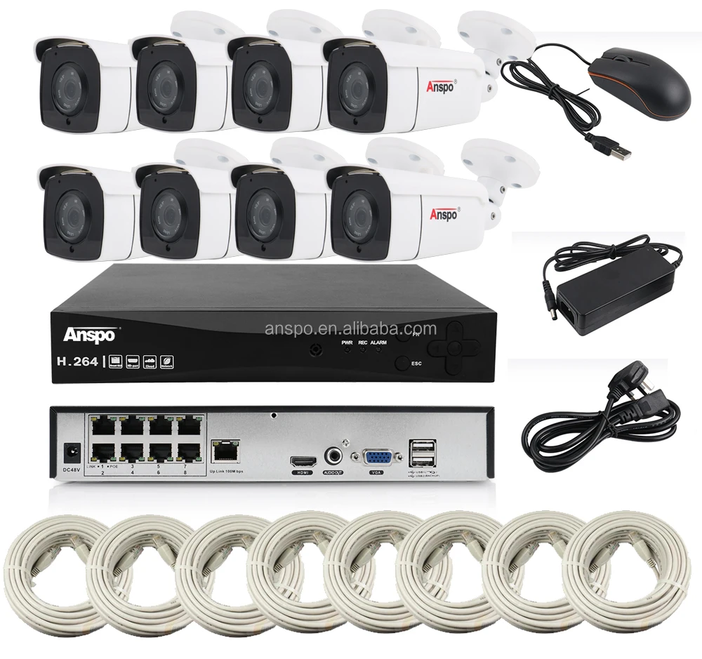 5MP IP camera  H.265 8CH IP POE NVR kit P2P cctv surveillance system AI Face recognition camera POE CCTV Security camera