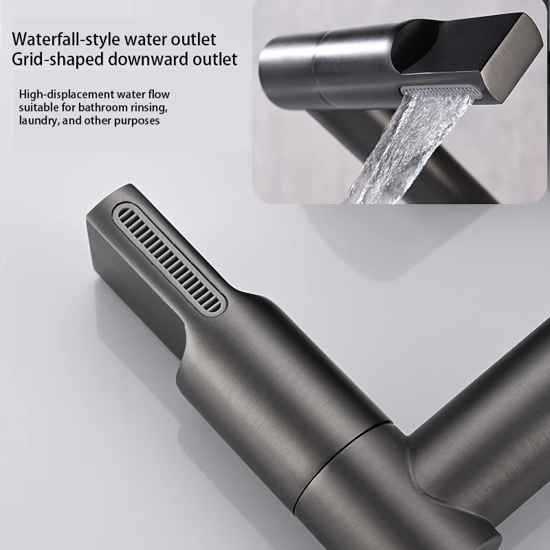 CBM Smart Hydroelectric LED Digital Display Bathroom Waterfall Basin Faucet Mixer Taps Lucky Cat-style Black Brass Contemporary