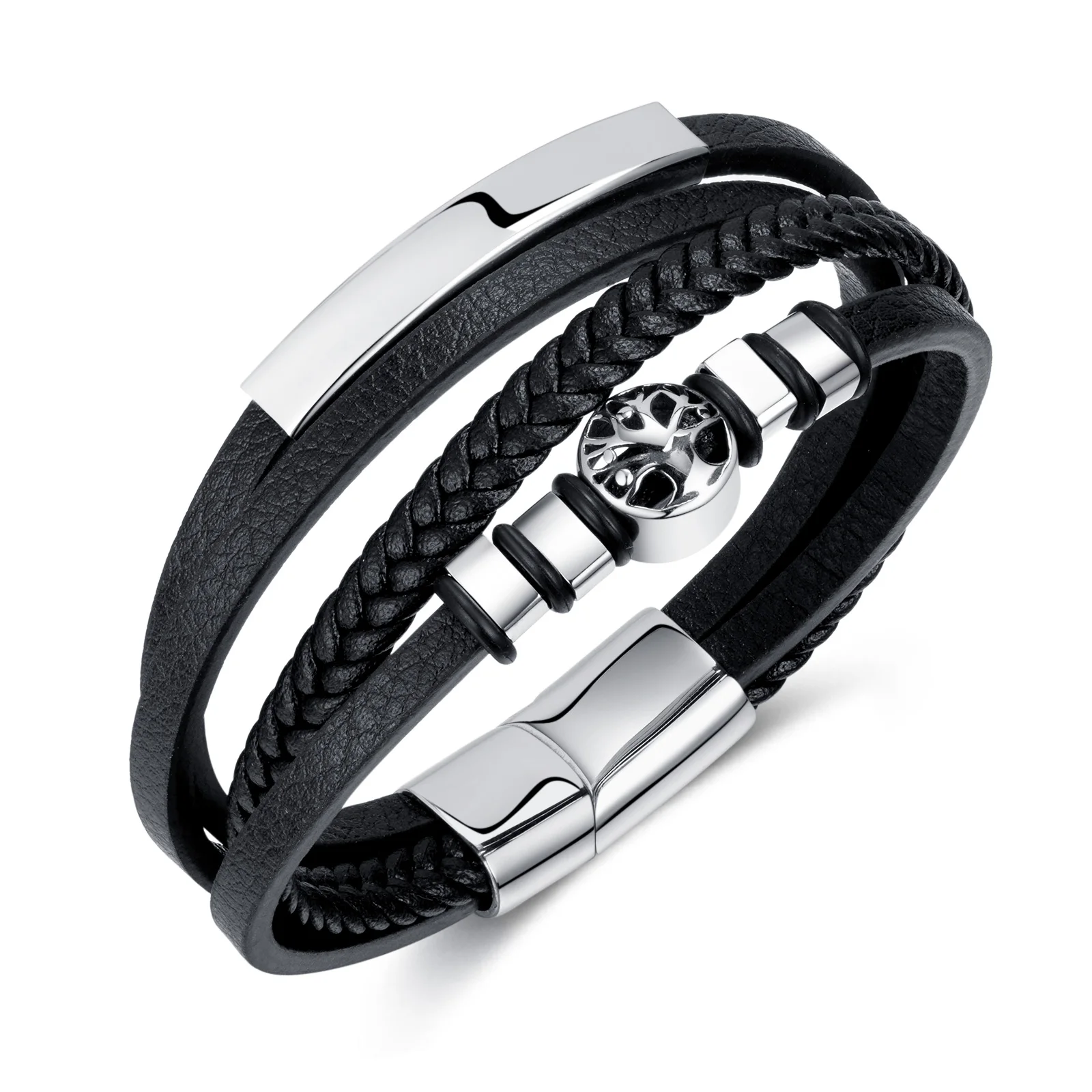 Fashion Jewelry Bracelet Custom Logo Black Ceramic Stainless Steel Bracelet Men Wholesale