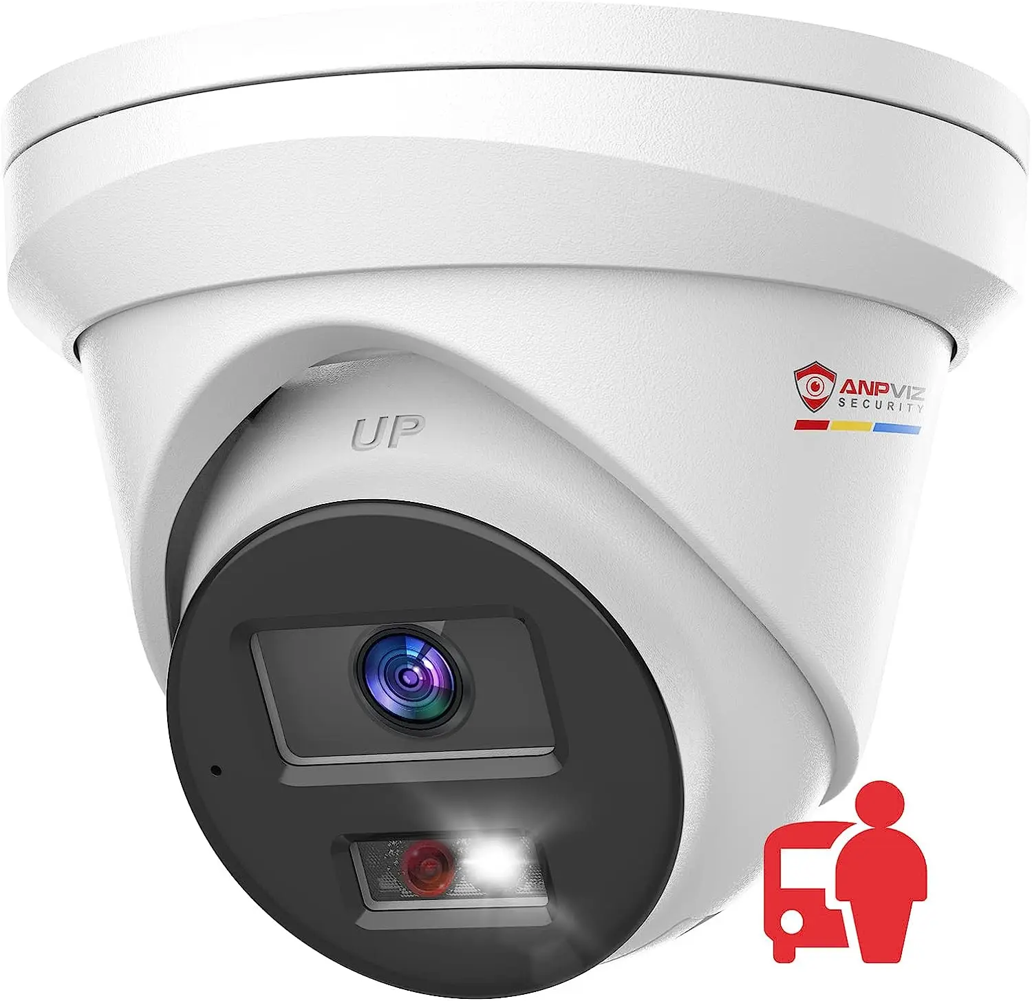 ANPVIZ 5MP IP POE Camera Turret Smart IR&Color Dual-Light Human/Vehicle Detection Built in mic All-metal H.265+ WDR CCTV camera