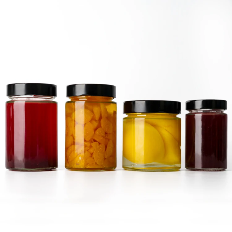 Wide Mouth food storage container Jam Butter honey glass jar with airtight metal screw deep lid