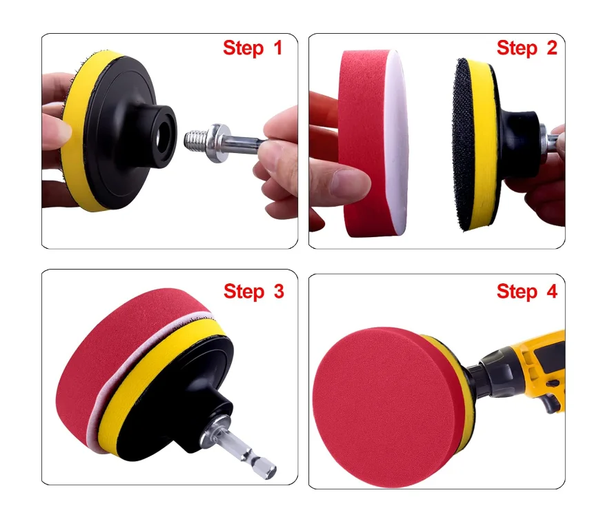 125mm 5 Inch Beveled Straight Edge Plastic Foam Polishing Backer Hook and Loop Pad for Sponge Wool Pad Polishing Waxing