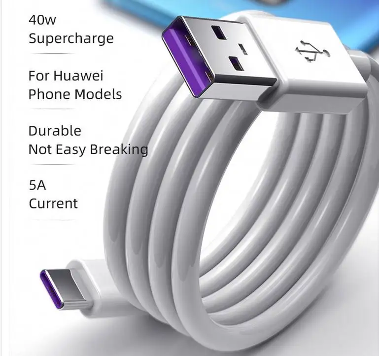 Hot Sell 1m Type-c 5a Fast Charge Data Transfer And Charing 2 In 1 Cable Usb C Charging Data Cable Super Charge For Samsung H
