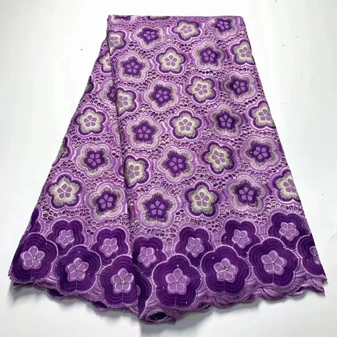 100% Cotton Flower Embroidery Bazin African Lace Fabric