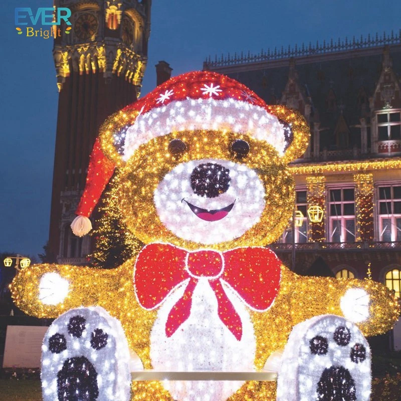 outdoor lighted polar bears christmas decorations 3D Giant motif Bear for shopping mall Holiday modeling light