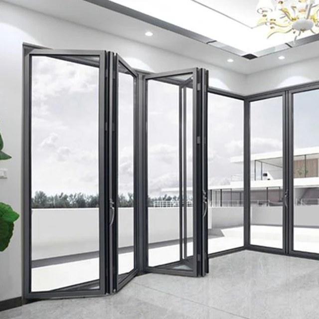 75 Series Modern Exterior Aluminum Folding Door Waterproof Bulletproof Sliding Style Finished Wooden Steel Aluminum Alloy Villas