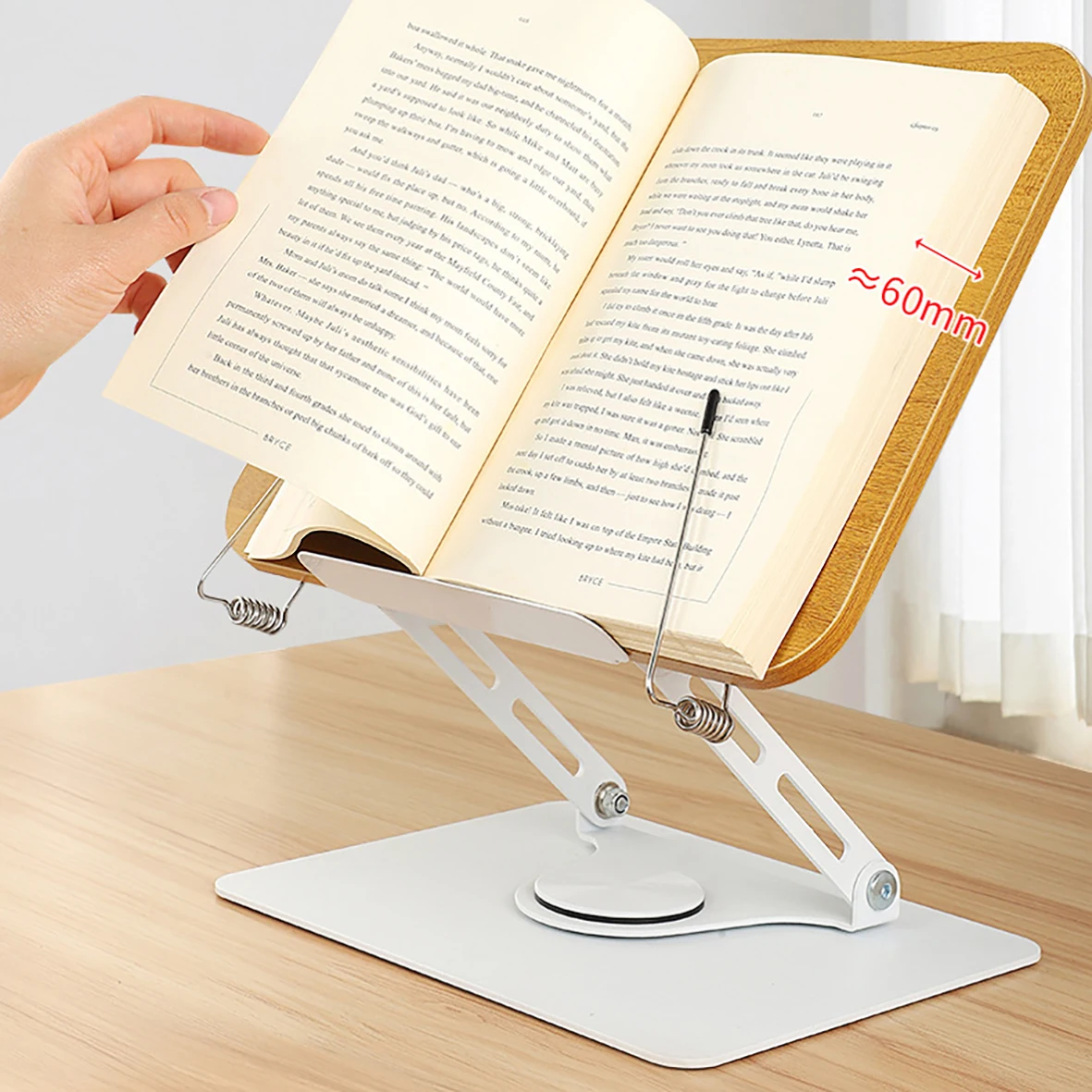 New Arrival Bamboo Wood Reading Stand Transparent Rotating Learning Multifunctional Tablet Notebook Support Stand