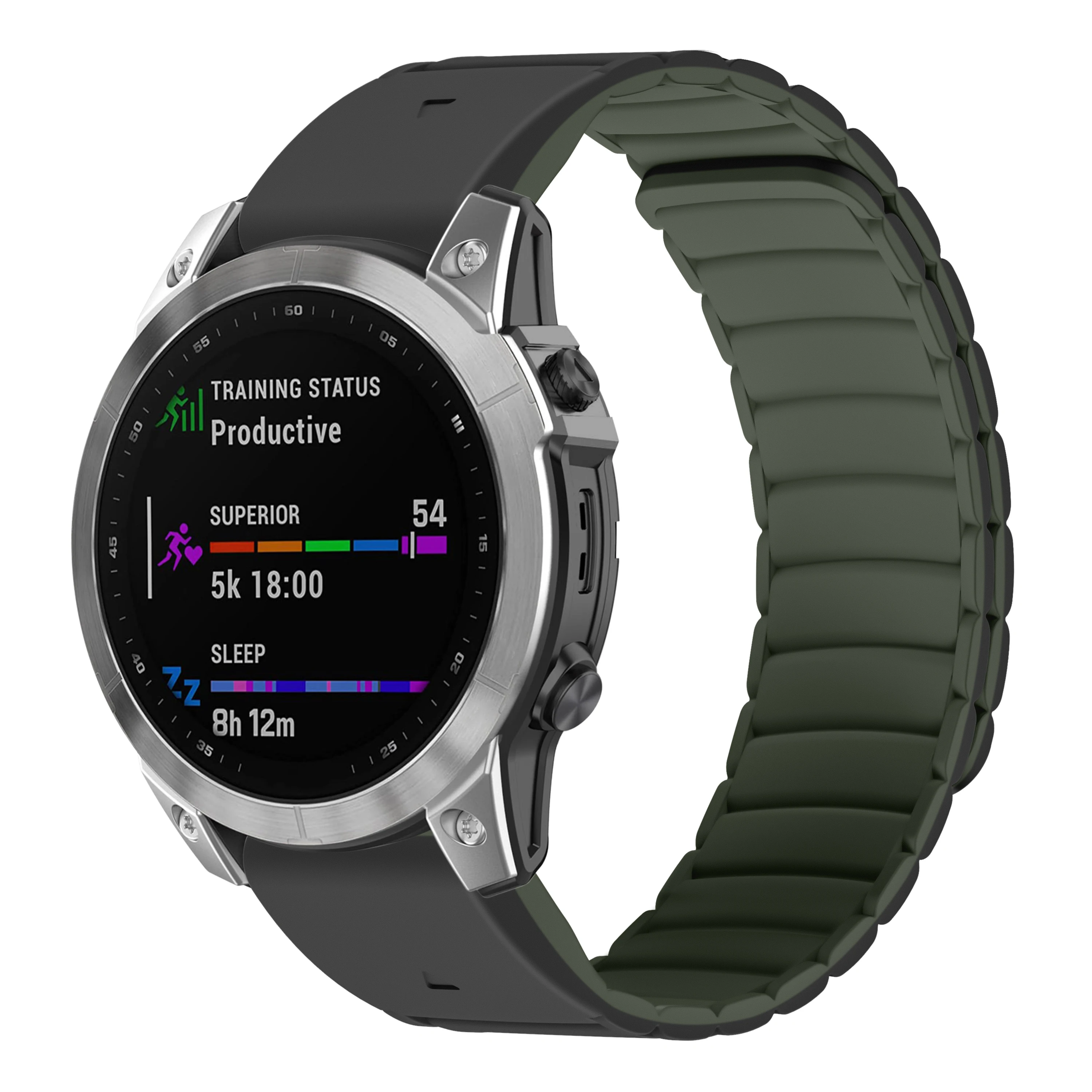 Eraysun Silicone Magnetic Watch Bands 22mm 26mm Quick Release For Garmin Sport Adjustable Breathable Waterproof Watch Strap