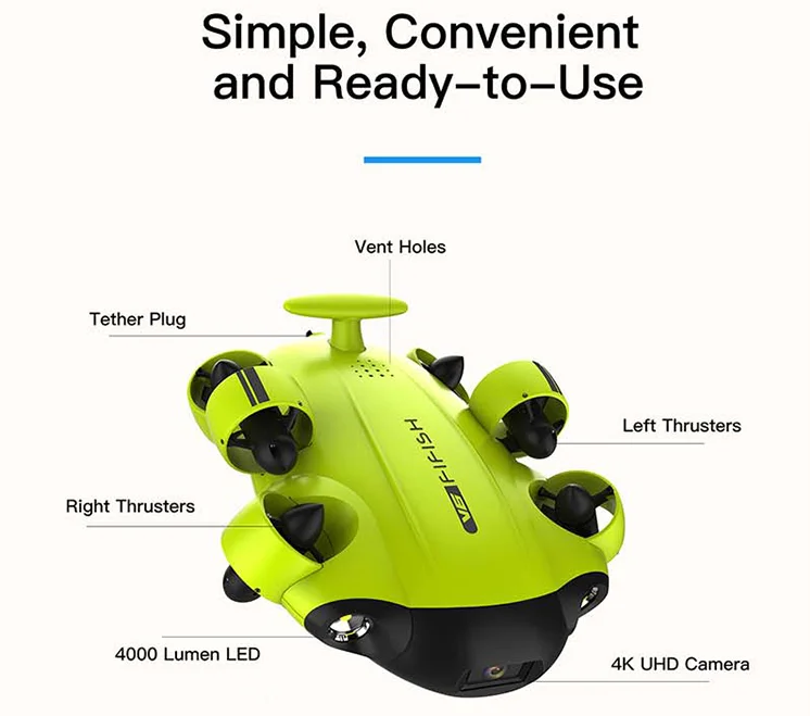 Professional Underwater Drone With 4K Camera Fifish V6 100M Cable Vr Remote Control Drone
