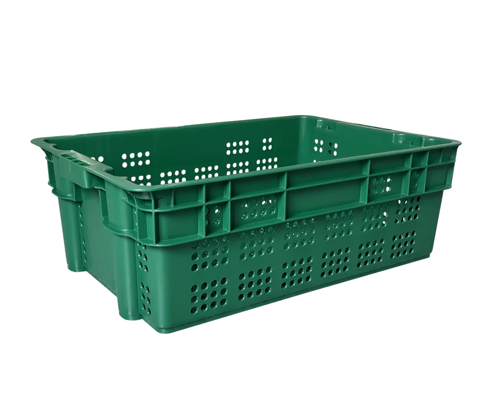 Industrial Warehouse Food Farmer Stackable Nestable Vented Plastic Mesh Fish Crate For Supermarket Moving Crates