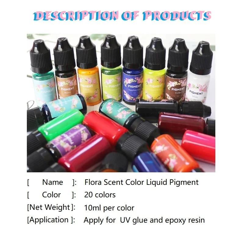24 Colors General Pigment for Handmade craft 10ml Crystal Drop Glue Epoxy Resin and UV resin Dye liquid  pigment resin  pigment