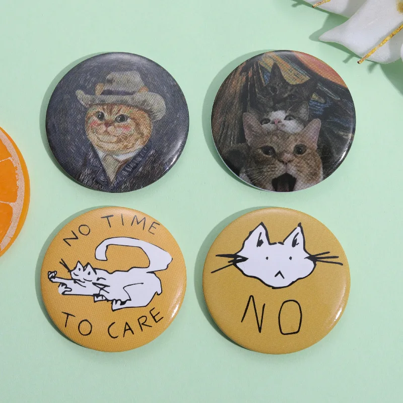 Stock Promotion Wholesale Blank Cat Tin Button Badge With Safty Pin