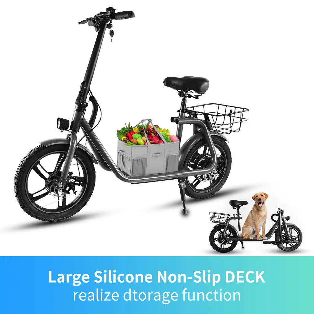 Manufacturer oem wholesale 36v 350w 16 inches 2 wheel foldable scooter eléctrico cargo e bike scooter with seats for adults