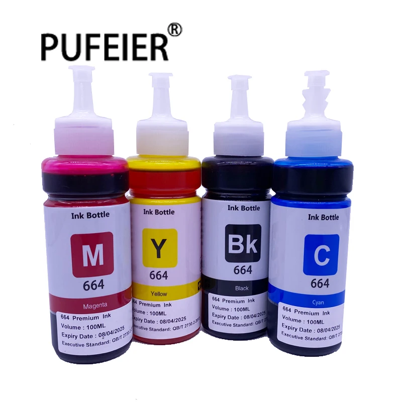 100ML T664 664 Refill Dye Ink Kit For Epson L301 L303 L310 L313 L351 L353 L358 L360 L363 L365 L455 L558 L585 L1300 Printer Ink