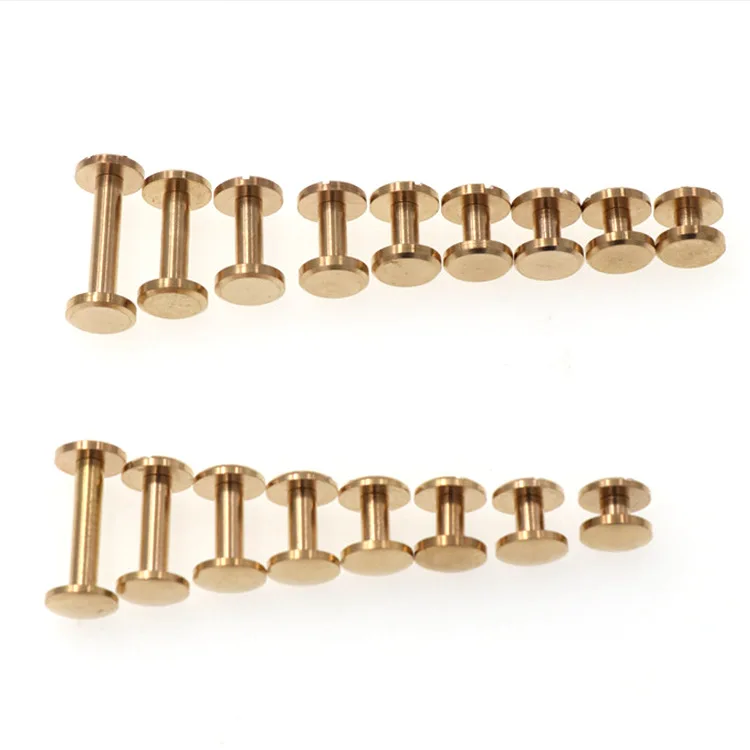 Decorative Round Head Brass Chicago screws For Luggage accessories