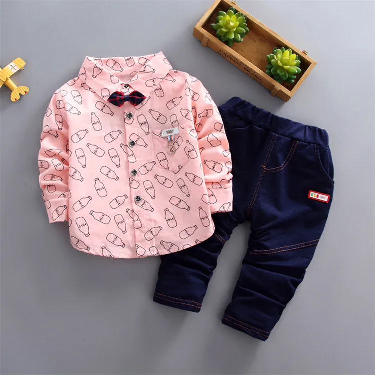 Children Boutique Clothes Set Toddler Boys Clothing Long Sleeve Shirt and Jeans Kids Sets