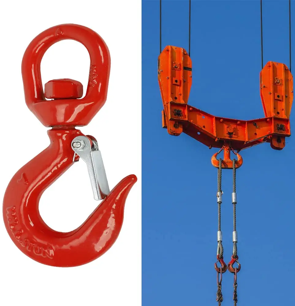 5000Lbs Lifting Hook with Latches Durable Rigging Powder Coating Swivel Hook for Factory Lifting