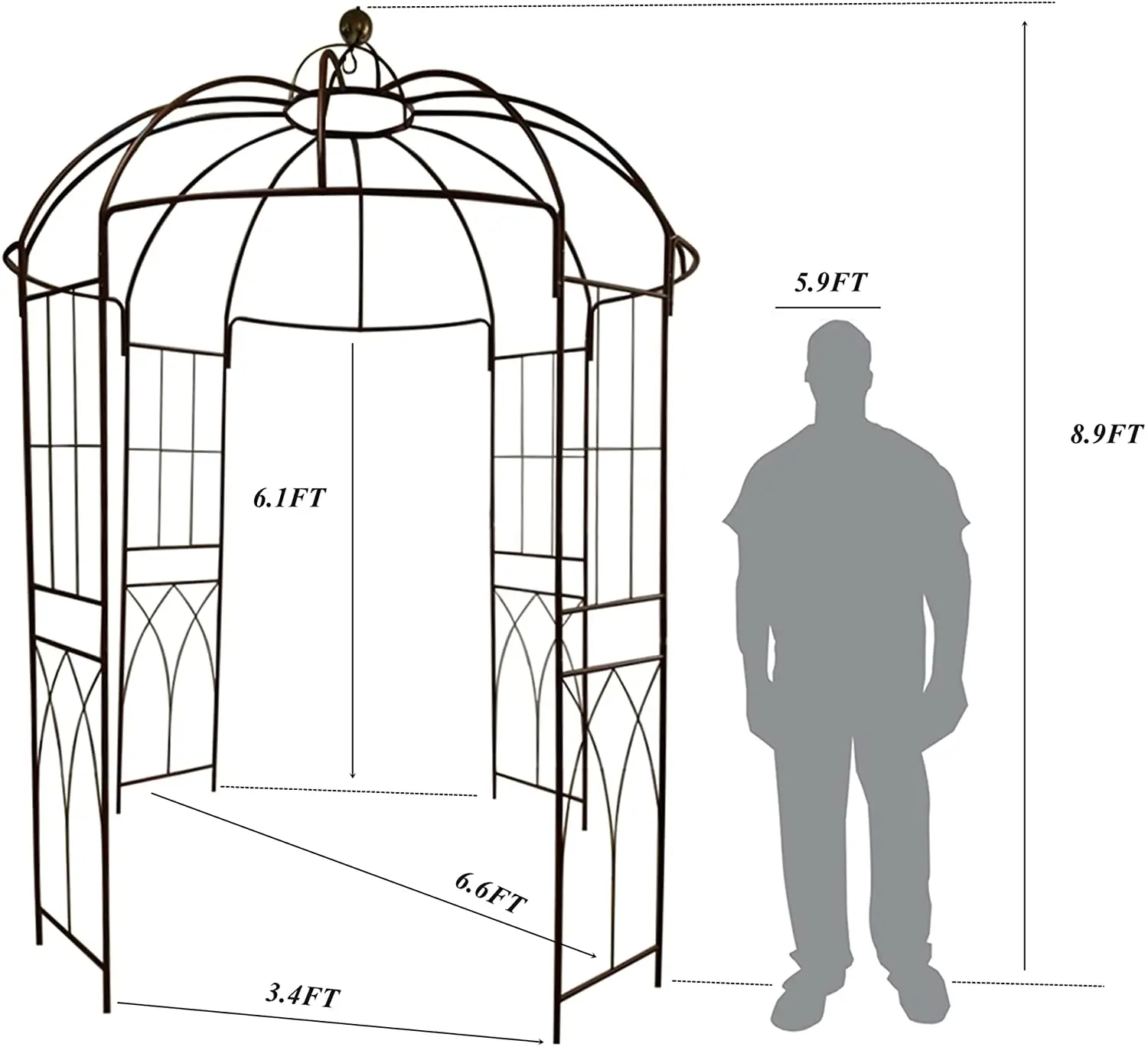 Scandinavian vintage garden arch, iron plant climbing trellis pavilion, iron garden terrace pavilion