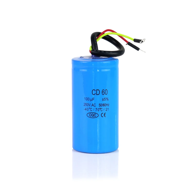 250V AC 600uF 50/60Hz CD60 Run Capacitor with Wire Lead for Motor Air Compressor