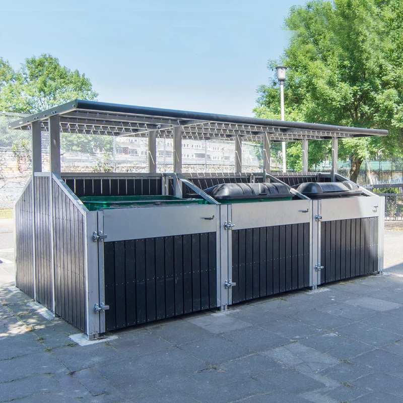 Custom Size Outdoor Stainless Steel With Foot Pedal Garbage Container Recycling Bin 3 Compartments