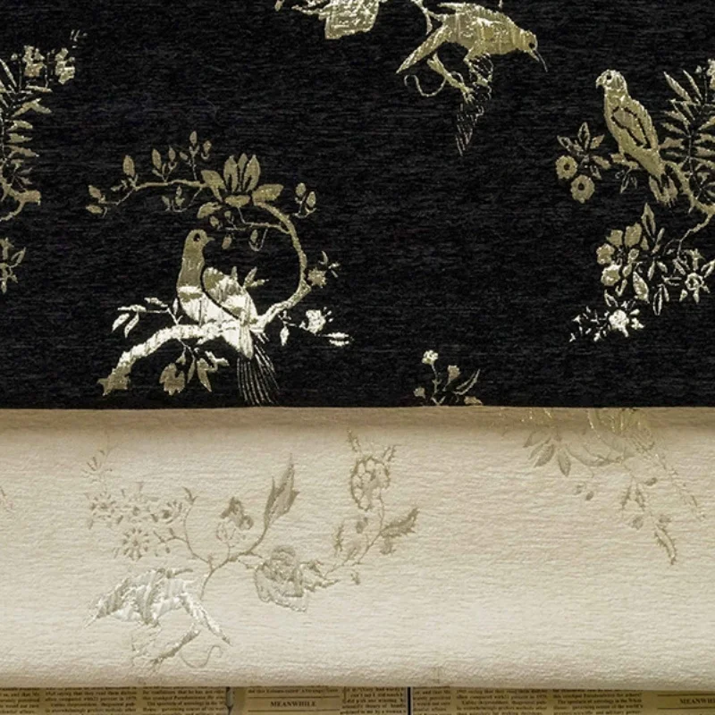 Chinese style silk embossed flower and bird cheongsam vest jacquard fabric for luxury clothing