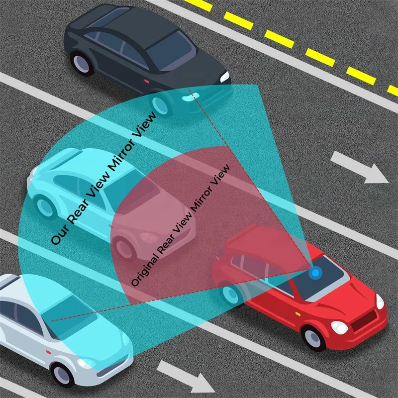 Easy Clip Installation Universal 300mm Anti Glare Blue Wide Angle Tint Interior Clip On Panoramic Rearview Mirror