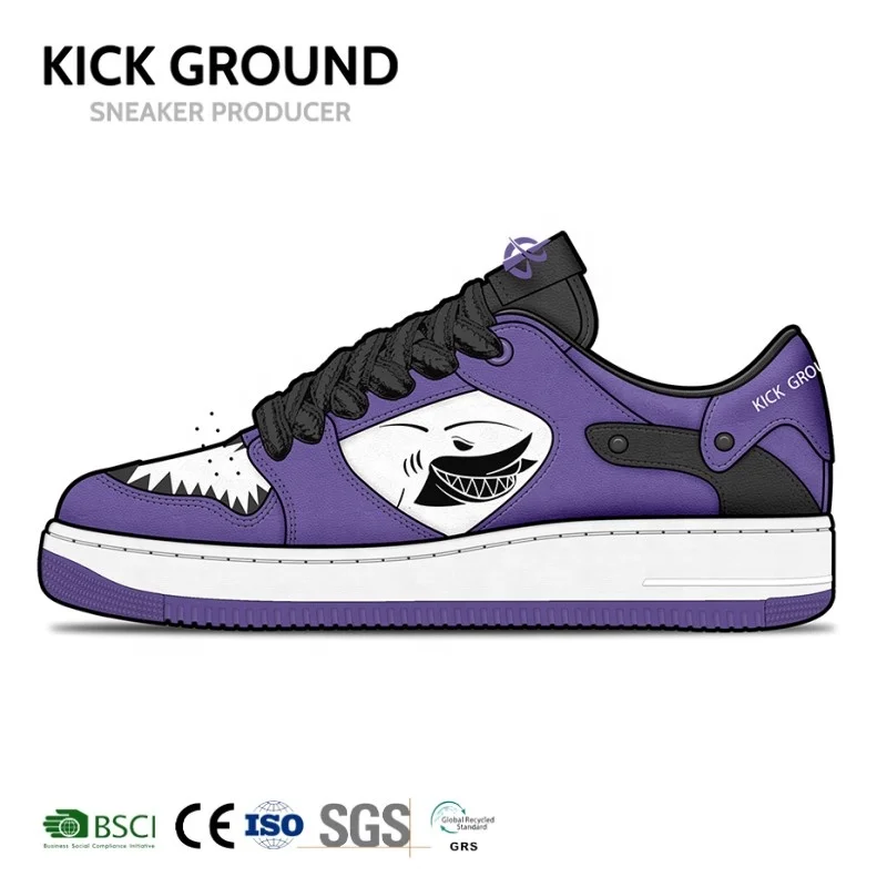 Kick Ground Custom Shoes Manufacturers Fashion Comfortable Thick Soles Replaceable Logo Diverse Custom Printed Sneakers