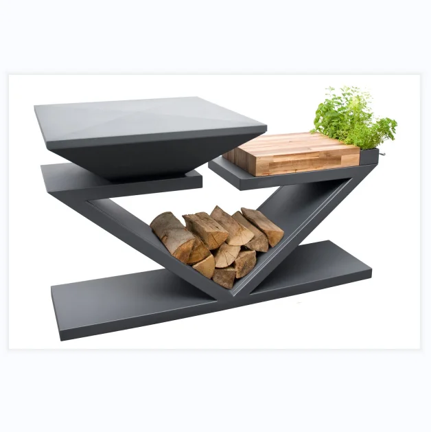 Large Wood Fired Barbecue Charcoal BBQ Grill Corten steel Fire Pit grill