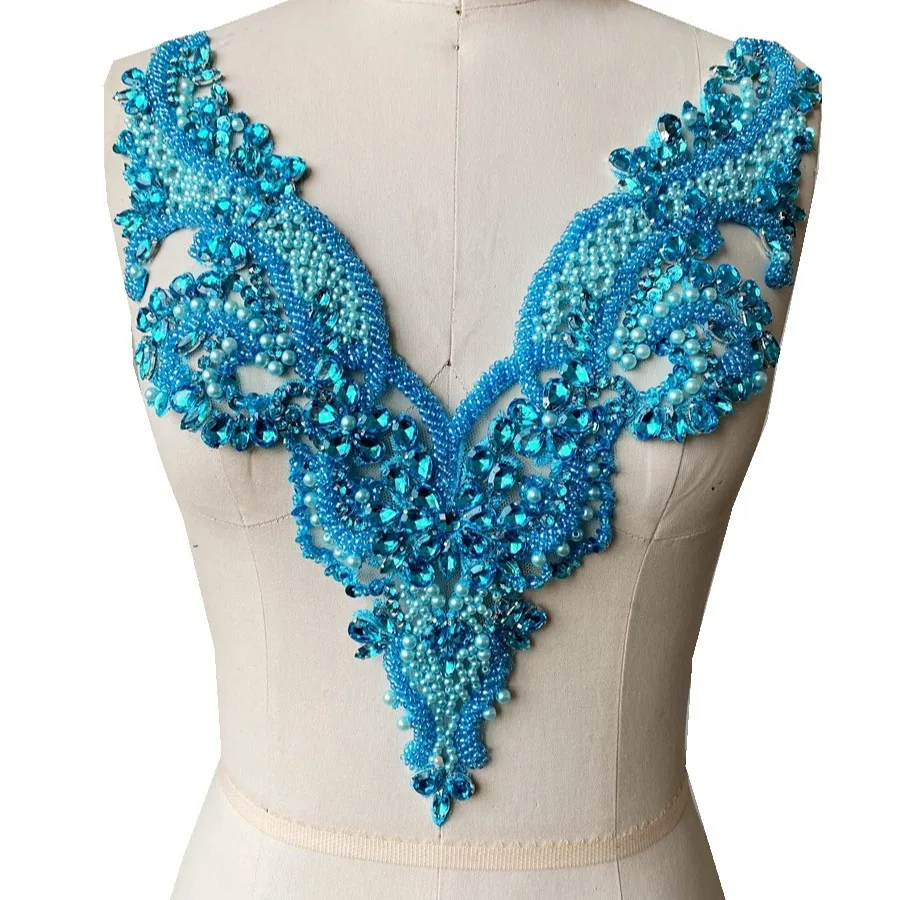 Bridal Wedding Panel Rhinestone Bodice Patch  Mult Color Crystal Appliques for Wedding Dresses