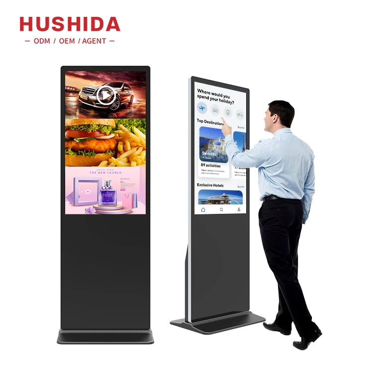 Factory supply 32 43 49 55 65 inch floor stand digital signage lcd touch display advertising screen