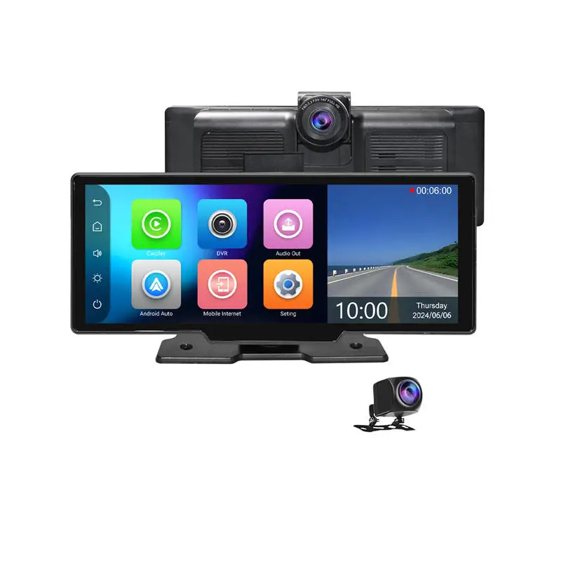 Автомобильный экран с видеорегистратором портативный CarPlay Android Auto Monitor Dual DVR 1080P задняя камера Универсальный