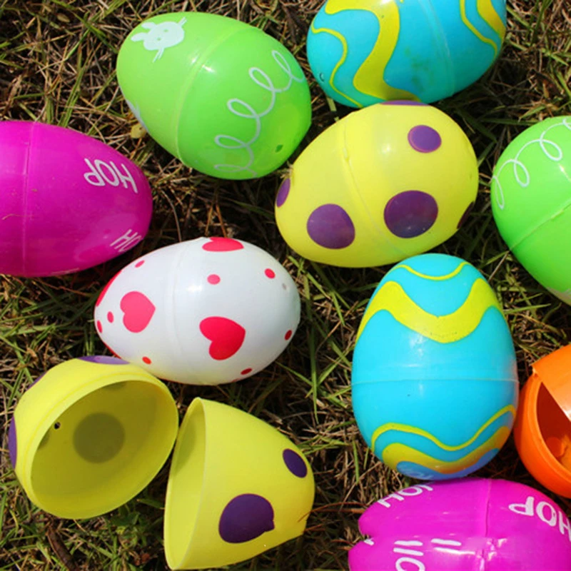 New Design Custom Color Plastic Opening 4*6 Twist Egg Children Toy Scene Decoration Easter Painted Egg