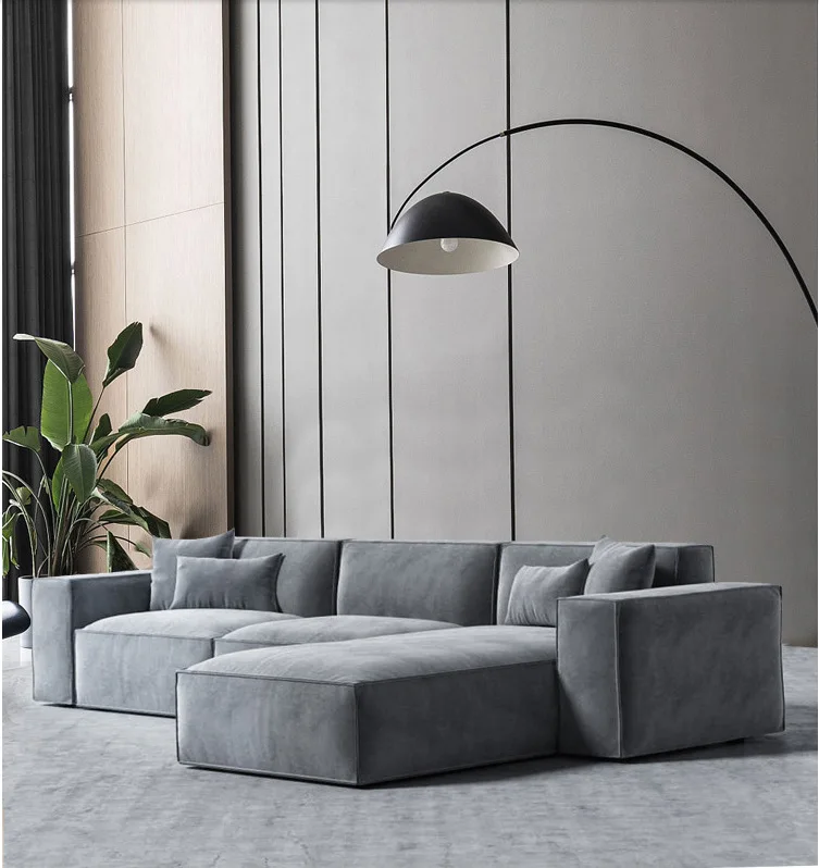 ATUNUS Sectional Minimalism Tofu Sofa Set Design Cube Mould Italian Nubuck Fabric Chaise Sofa Furniture Set Living Room