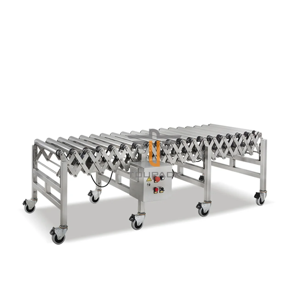 Mobile Telescopic Motorized Belt Rollers Extendable Roller Conveyor