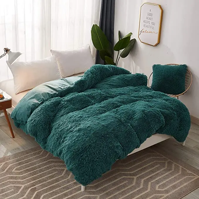 Soft Breathable Fur Warmth Duvet Plush Shaggy Bed Quilt Ultra Crystal Velvet Bedding Quilt