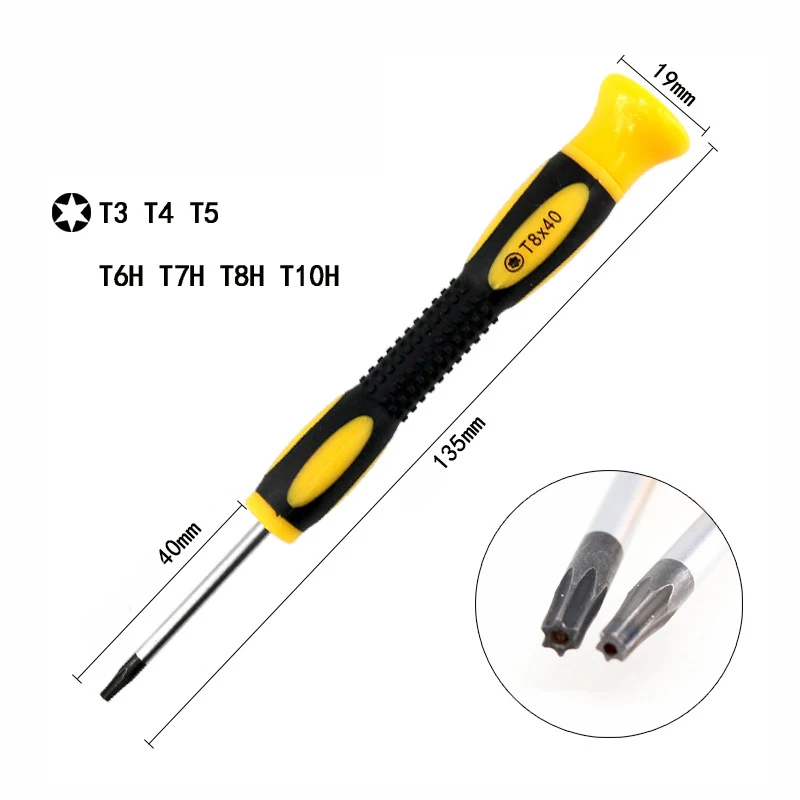 Handle disassembly and maintenance screwdriver T6 T7 T8H hexagonal torx screwdriver with Hole