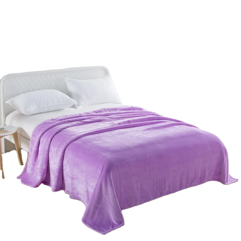 High quality luxury super soft plush microfiber solid flannel throw blankets fleece blanket for home