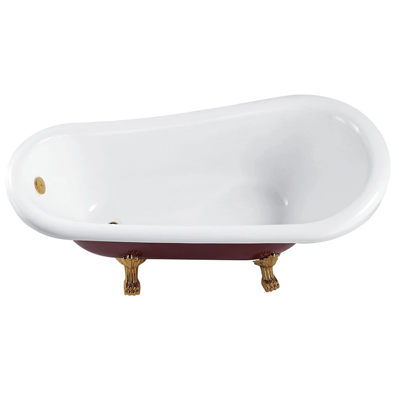 White Acrylic Bathtub Modern Stand Alone Bath Tub with Silver Supporting Foot Comfortable Bathtubs