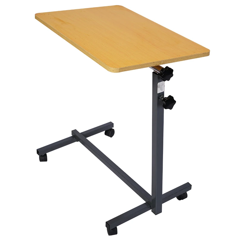 Factory price height adjustable medical bedside table movable hospital over bed table