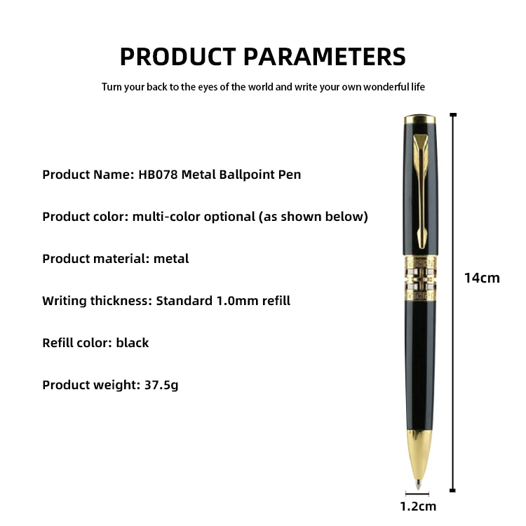 EACAJESS Exclusive Fashion Luxury Black Silver Metal Ballpoint Ball Pen With Customized Logo