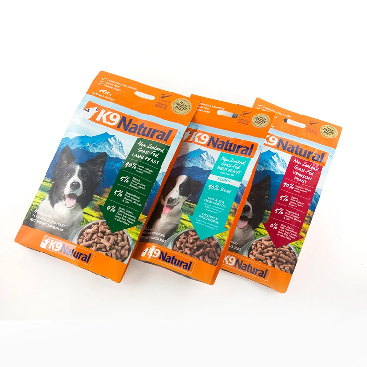 
High volume stand up pet dog food packaging gusset handle bag 