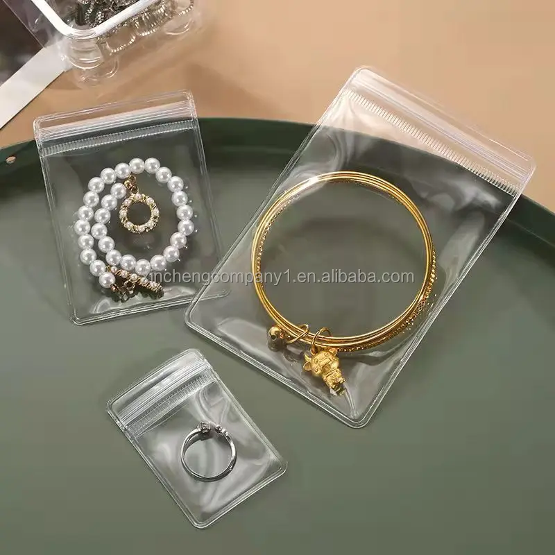 Wholesale Waterproof Small Clear PVC Zipper Packaging Jewelry Flat Pouch Jewelry Packaging Zip Lock Bag