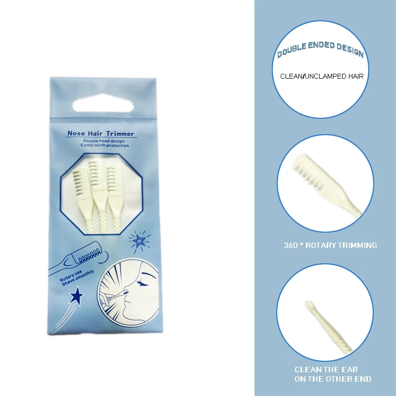 3Pcs Manual Double Headed Nose Hair Trimmer  Earpick Trim Cleaning Nasal Cavity  Razor Portable Washable Nose Hair Trimmer