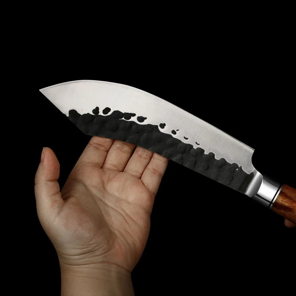 7 Inch High-carbon Steel Rose Wood Handle Kitchen Knives Hand Forged Butcher Knife