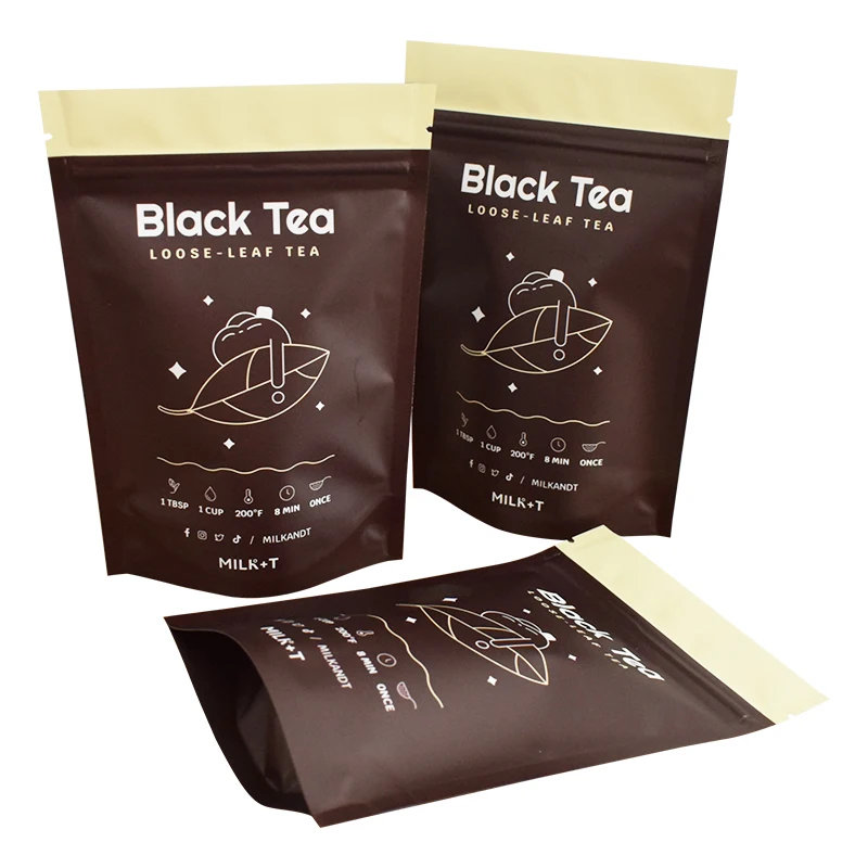 Custom printed stand up zip lock plastic bags mylar pouch for coffee packaging tea packaging