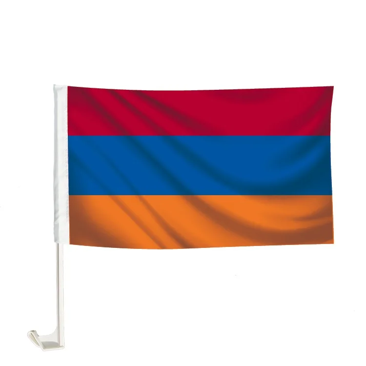 Wholesale High Quality Digital Print Screen Print Custom Design Flag With Plastic Pole 100% Polyester Custom Armenia Car Flag